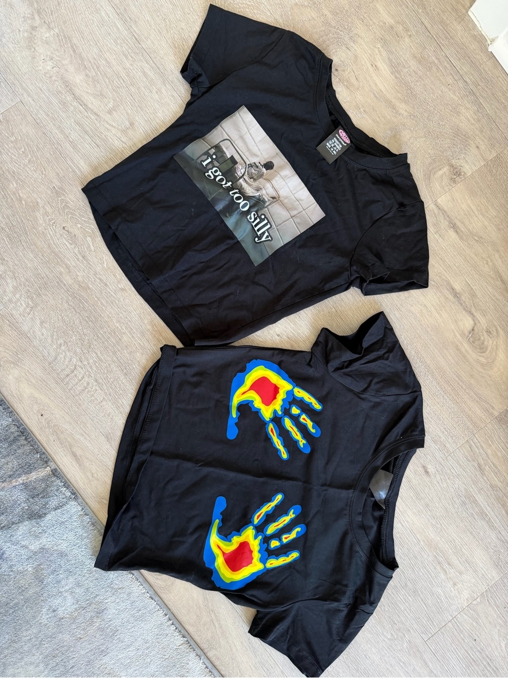 TWO (2) Cherry Kitten Graphic Baby Tees (both in S)